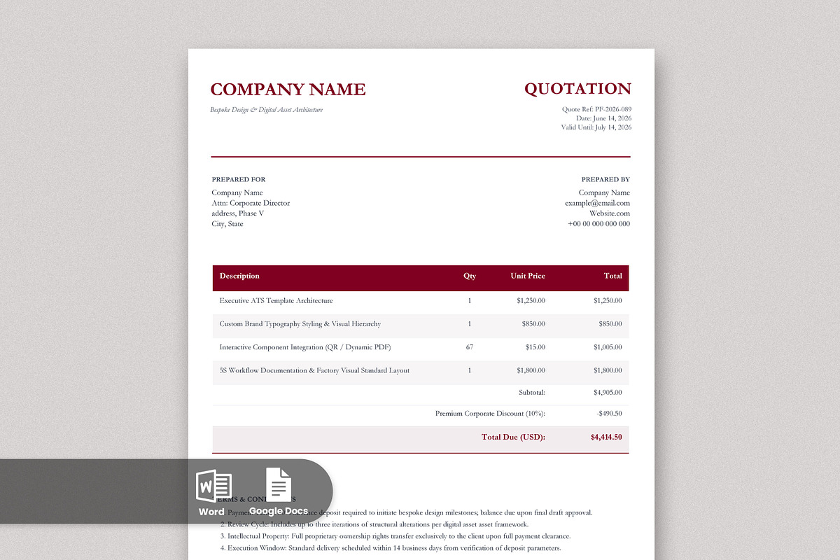 Quotation Invoice Template, a Stationery Template by Anjum Ilyas (Photo 1 of 4)