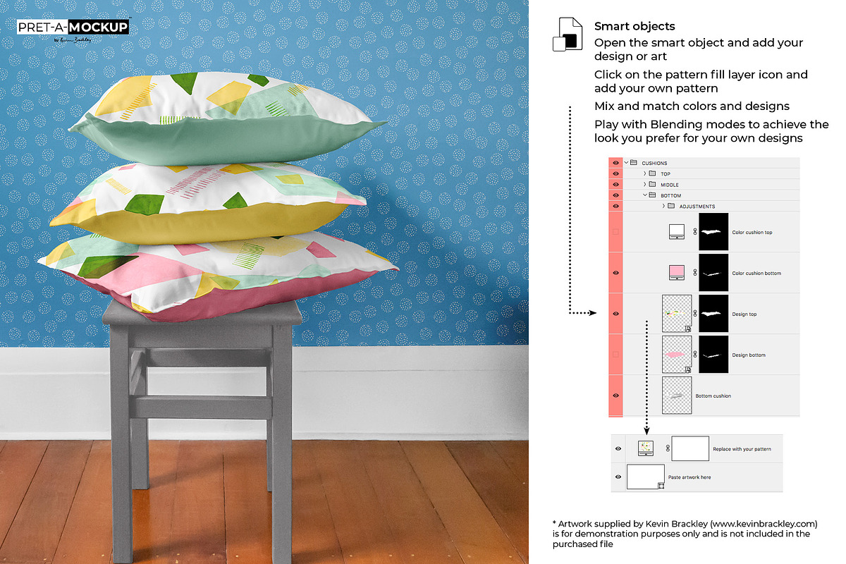 Cushions and Wall Mockup, a Household Mockup by Pret-a-Mockup (Photo 7 of 9)