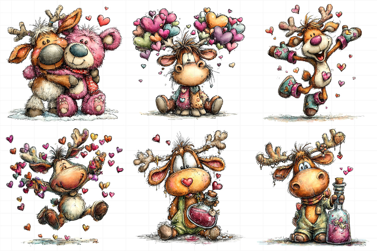 Funny Valentine Reindeer Clipart, an Illustration by Daily.Designs (Photo 8 of 8)
