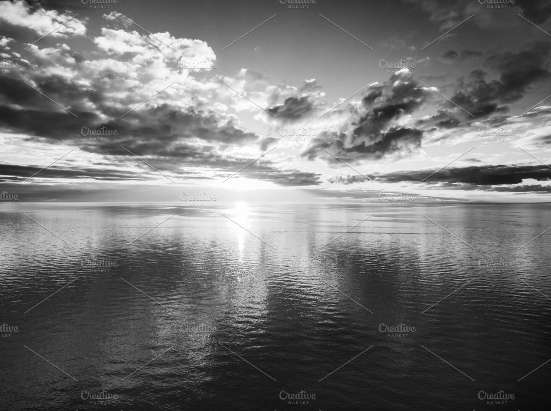 Black and white sunset over water, a Nature Photo by Australia Aerial Photo