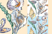 Watercolor shellfish set, an Animal Illustration by miminoshka (Thumbnail 7 of 7)