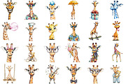 Watercolor Funny Giraffe Clipart, an Illustration by Sublimation Artist (Thumbnail 2 of 6)