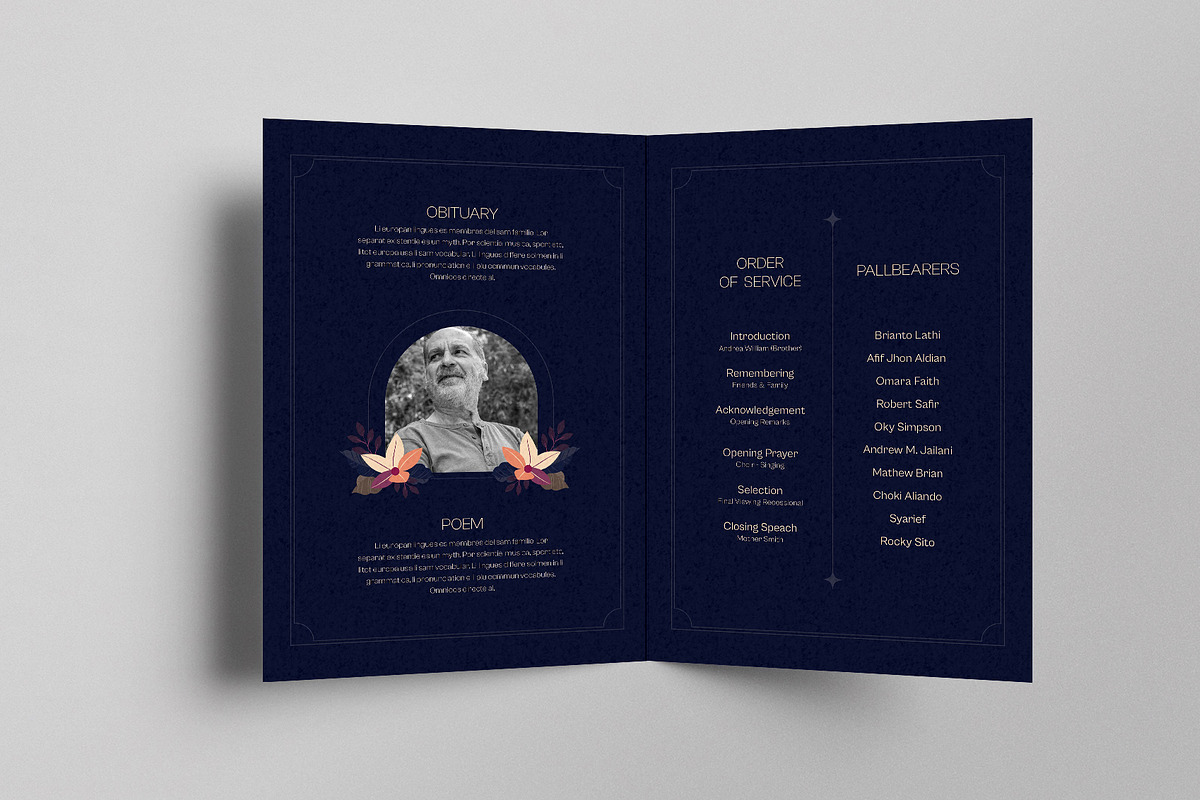 Maximalist Floral Funeral Program, a Brochure Template by Neermana (Photo 4 of 4)