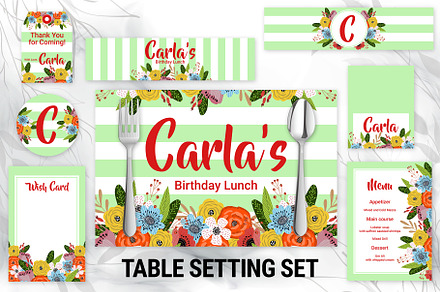 Flower Stripes Table Setting Set