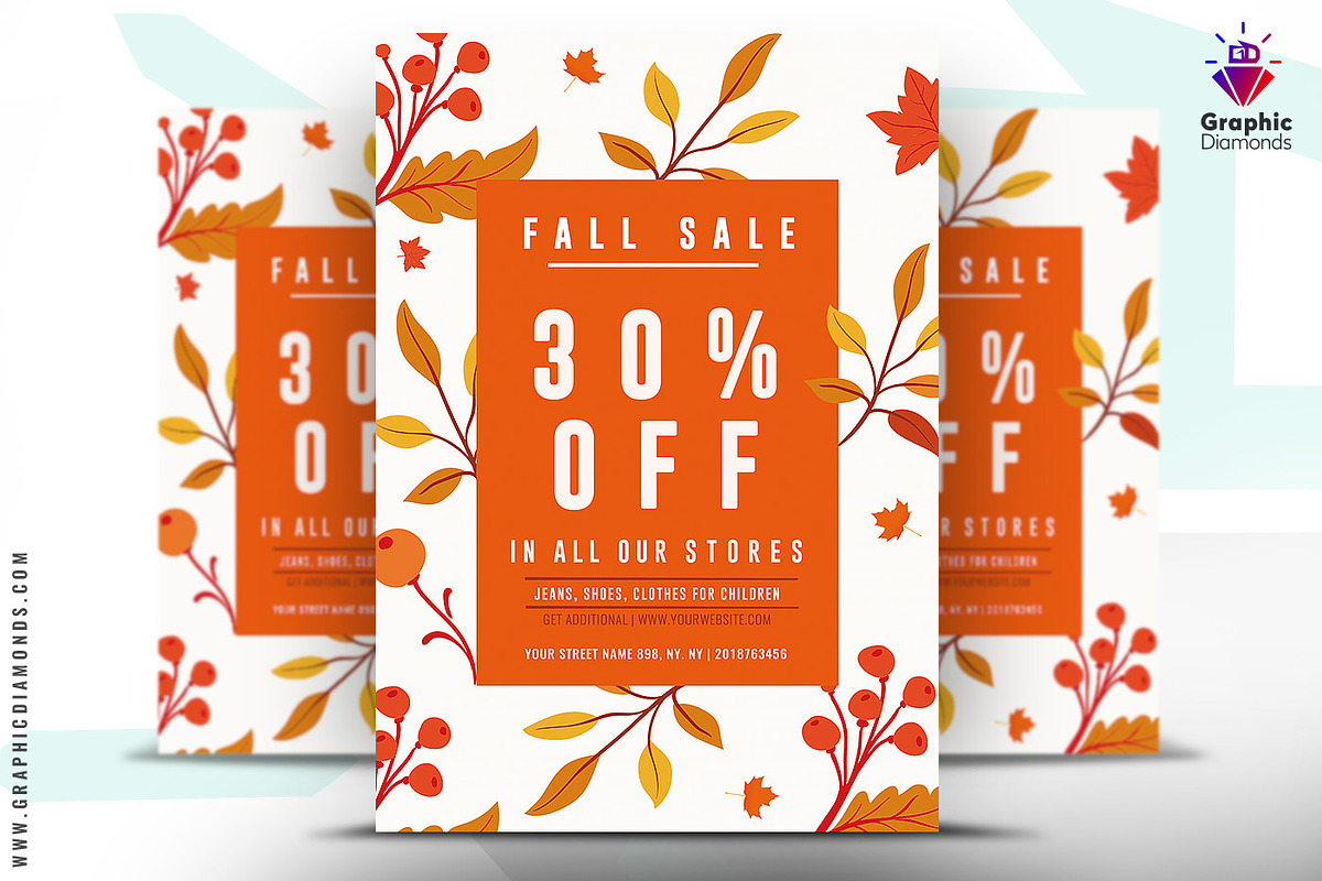Fall Sale Flyer Template, a Flyer Template by GraphicDiamonds (Photo 1 of 6)