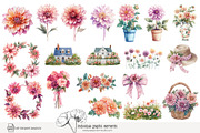 100 watercolour dahlia clip art, a Seasonal Illustration by Poppy Lane Studio (Thumbnail 6 of 12)
