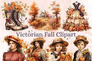 Watercolor Victorian Fall Clipart