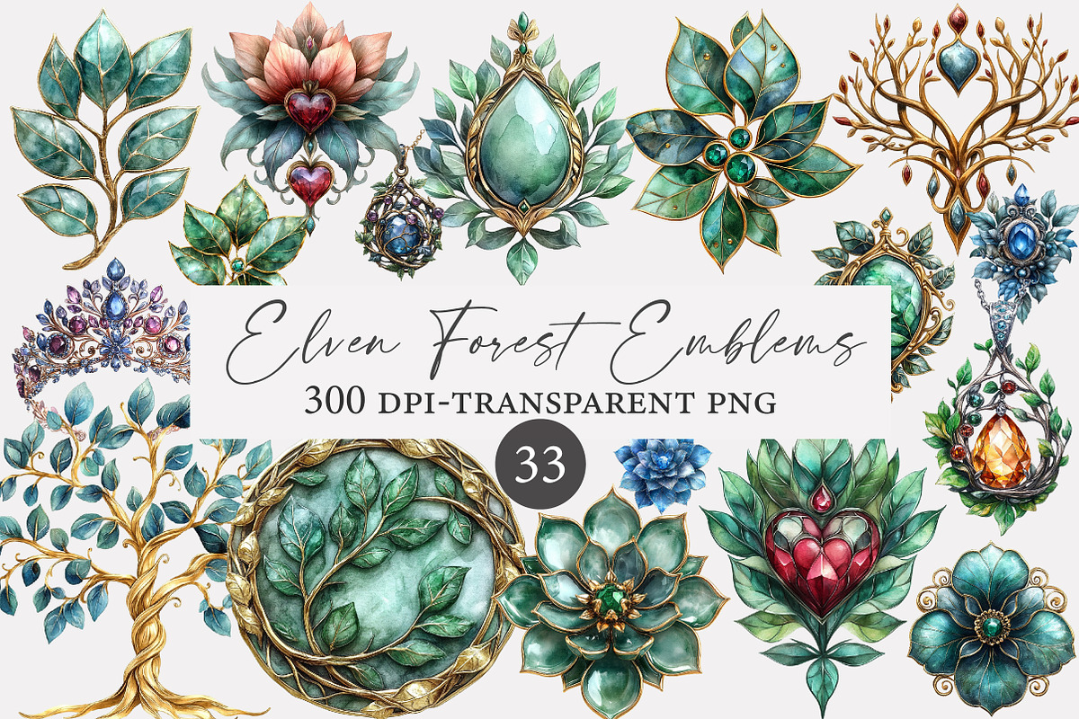 Elven Forest Emblems CLIPART, an Illustration by Designworld (Photo 1 of 4)