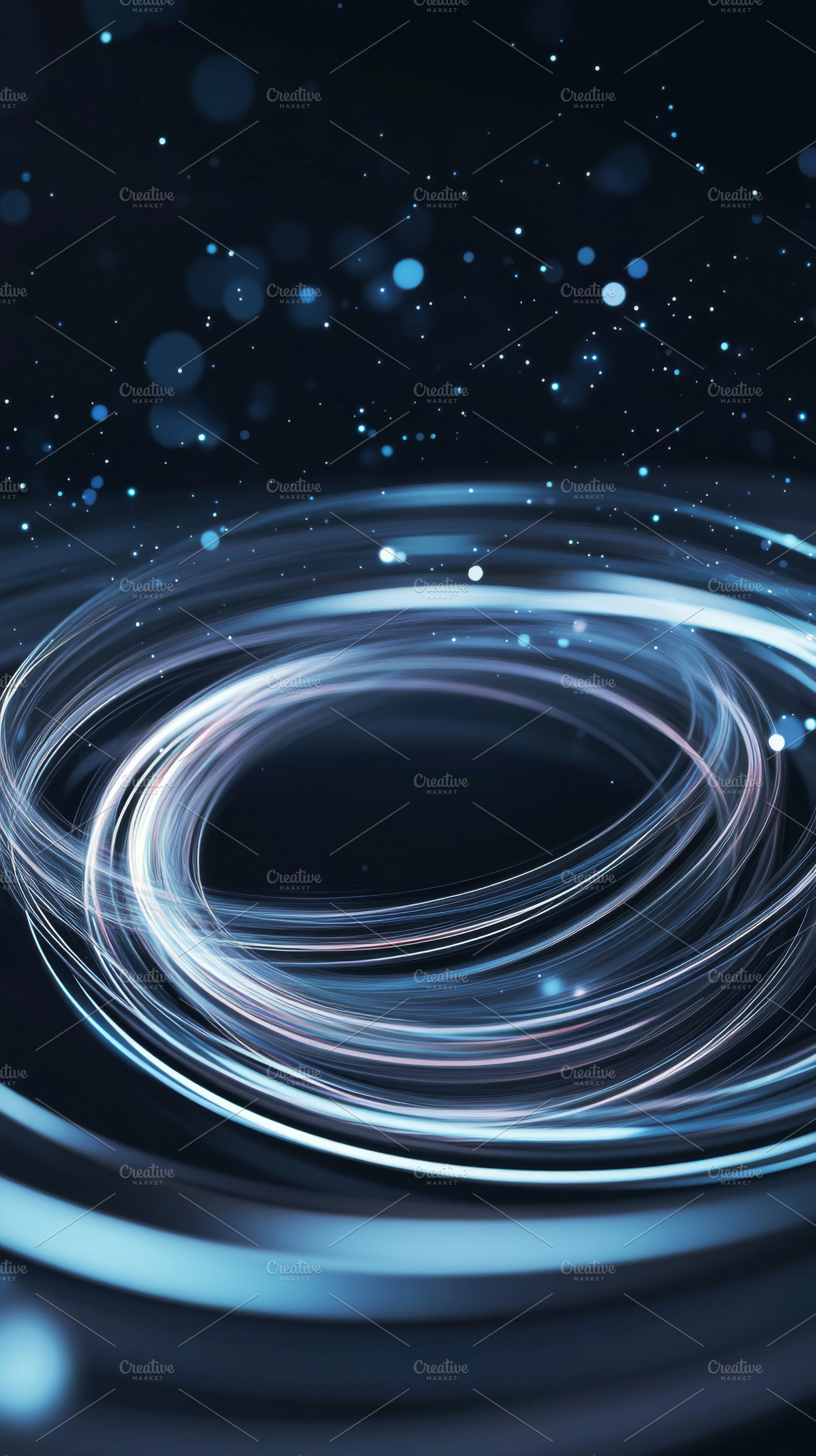 Cosmic space swirl with blue tech th, a Photo by Dvoevnore photos