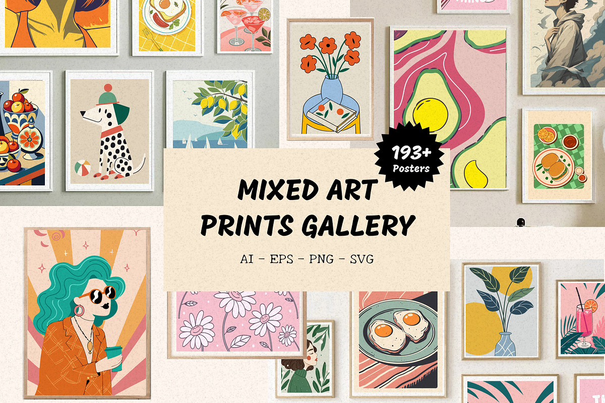 Colorful Modern Maximalist Wall Art, a Wallpaper Graphic by Helospace (Photo 1 of 10)