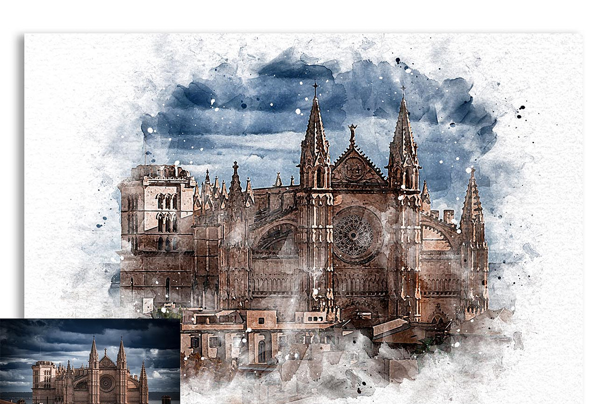 Architecture Watercolor Photo Effect, a Plug-in Add-On by Studio Retouch (Photo 6 of 6)