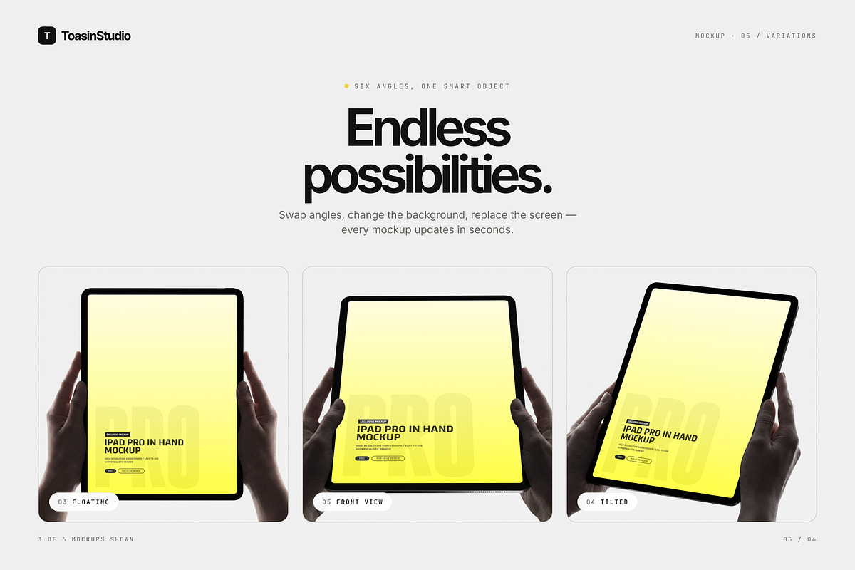 Hand-Held iPad Pro Mockup Pack, an iPad Mockup by Toasin Studio (Photo 5 of 8)