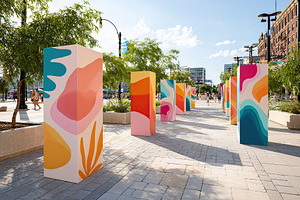 Colorful art installation brightens public space with vibrant designs and natur, an Abstract Photo by AlyaAnd