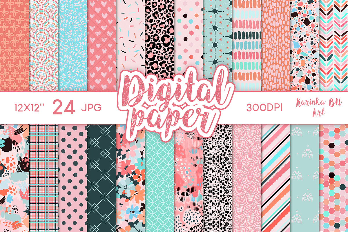 24 Pink Boho Digital Papers clipart, a Pattern Graphic by KarinkaBU (Photo 3 of 7)