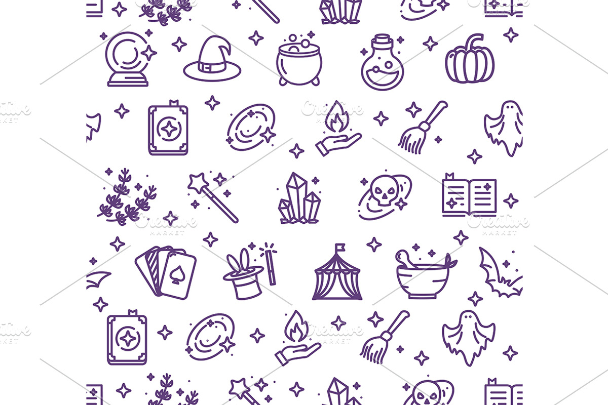 Magic Witch Halloween Pattern, a Pattern Graphic by Vector and Templates