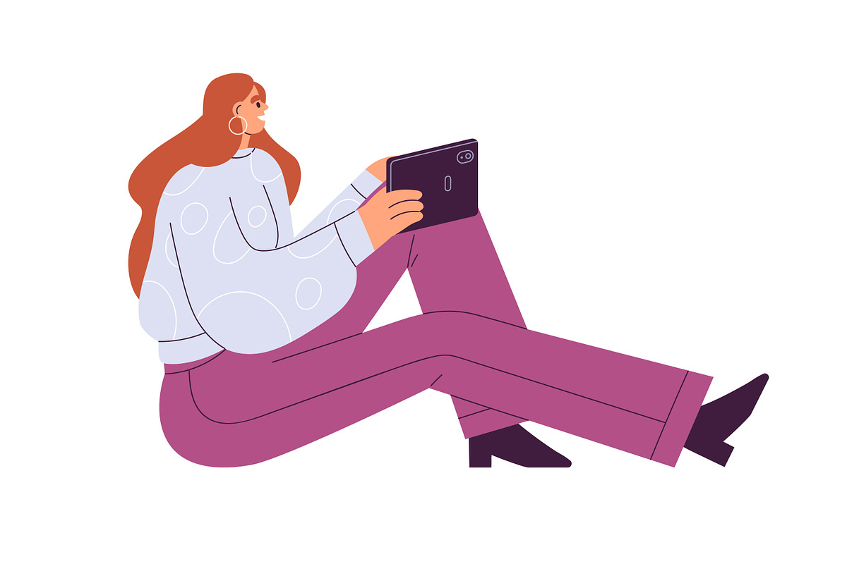 Young people using tablet PC set, a Person Illustration by Good Studio (Photo 4 of 4)