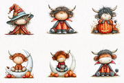 Halloween Highland Cow Clipart, a Seasonal Illustration by fashionaddict (Thumbnail 4 of 7)