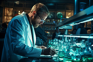 Scientist researcher using microscop, a Health & Medical Photo by Pixeness Studio