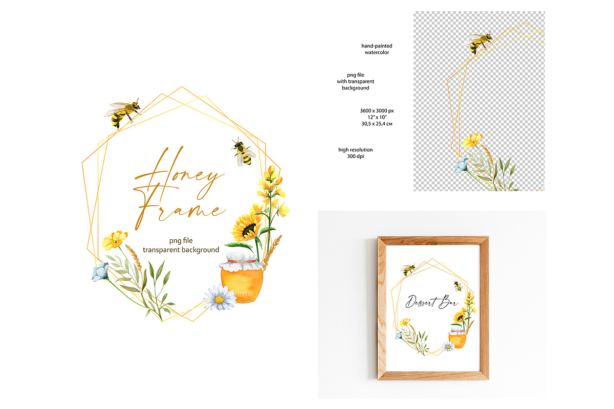 Honey Bee Watercolor Bundle, an Animal Illustration by Lemon design (Photo 4 of 10)