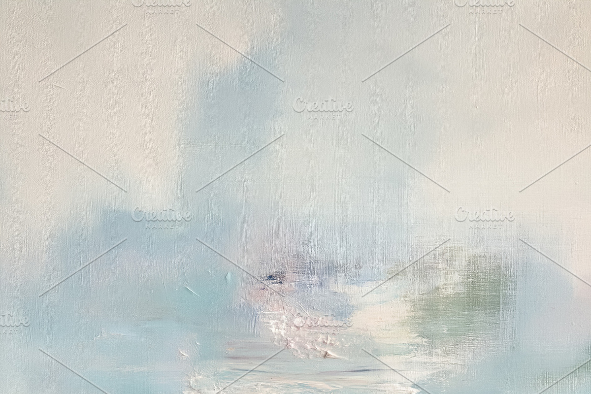 Abstract oil painting using soft blue, white, and subtle pink to, a Decorative Illustration by Studio ANNA