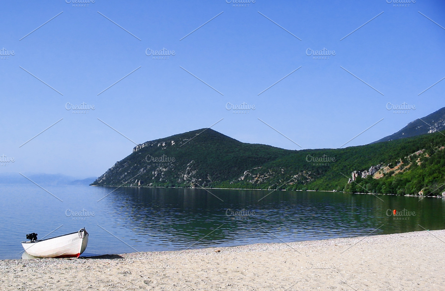 Summer By The Lake Featuring Lake Beach And Boat