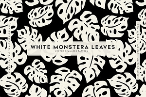 White Monstera Leaves, a Pattern Graphic by MalyskaStudio