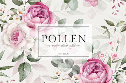 Pink Rose Peony Watercolor Floral, a Decorative Illustration by Veris Studio