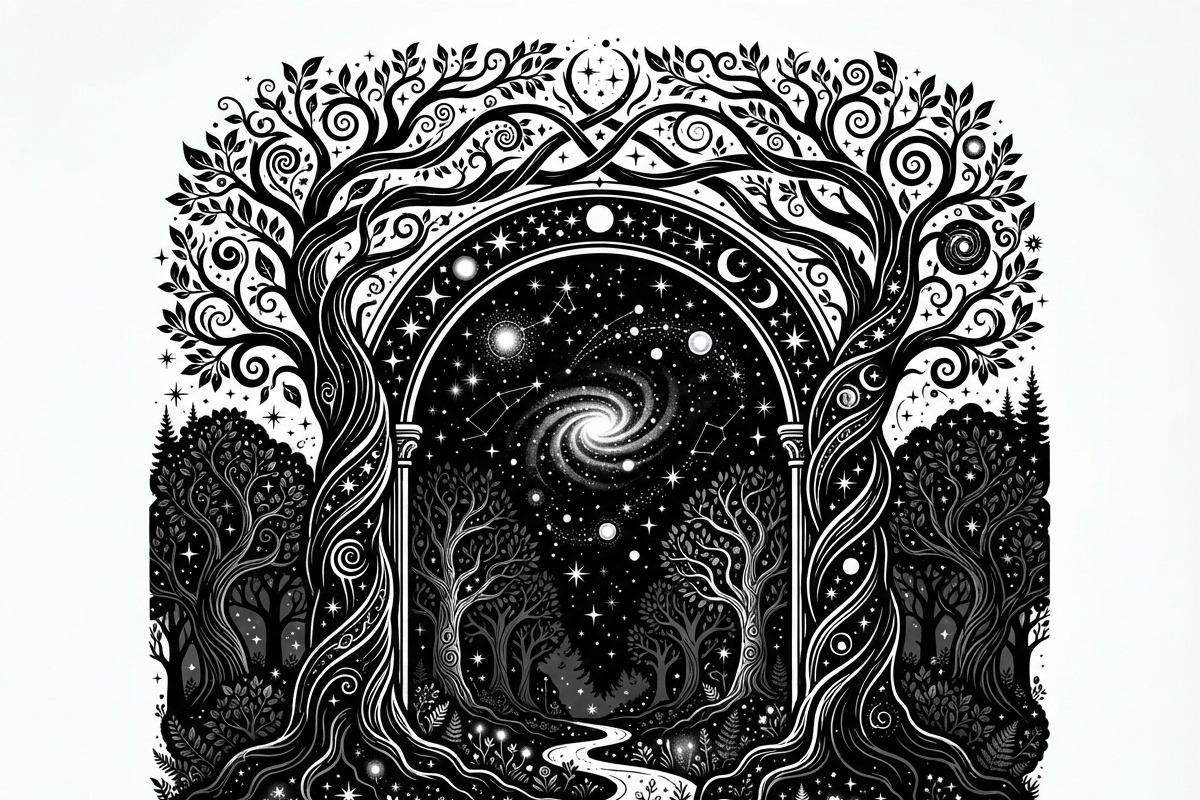 50 Mystical Galaxy Forest Silhouette, a Technology Illustration by Amazin_art (Photo 3 of 33)