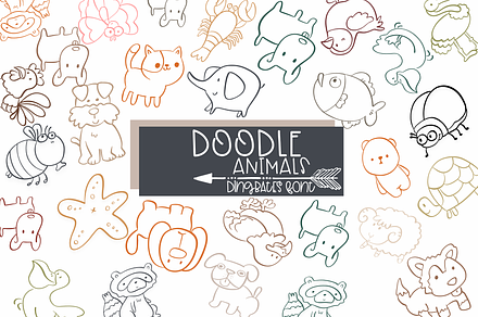Doodle animals| Symbols Fonts, a Symbol Font by Sirinart