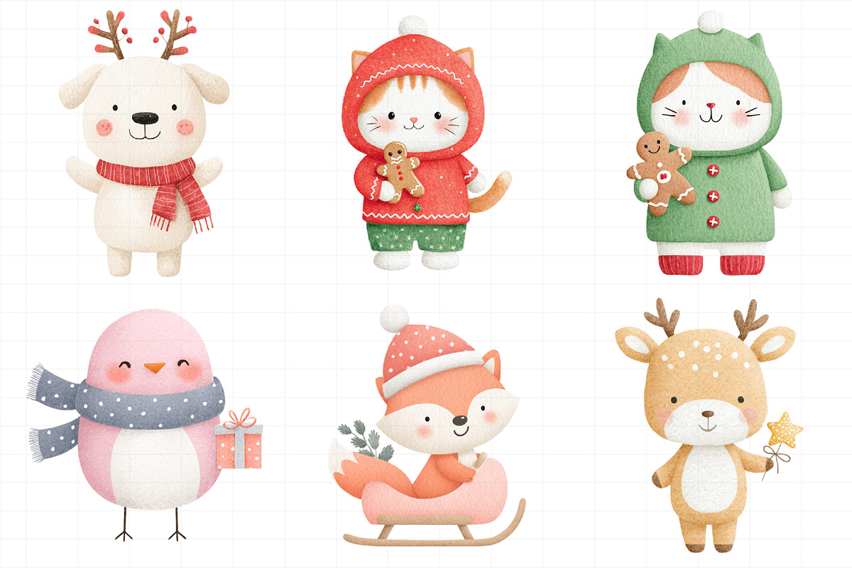 Watercolor Cute Christmas Clipart Bu, an Illustration by Daily.Designs (Photo 3 of 5)