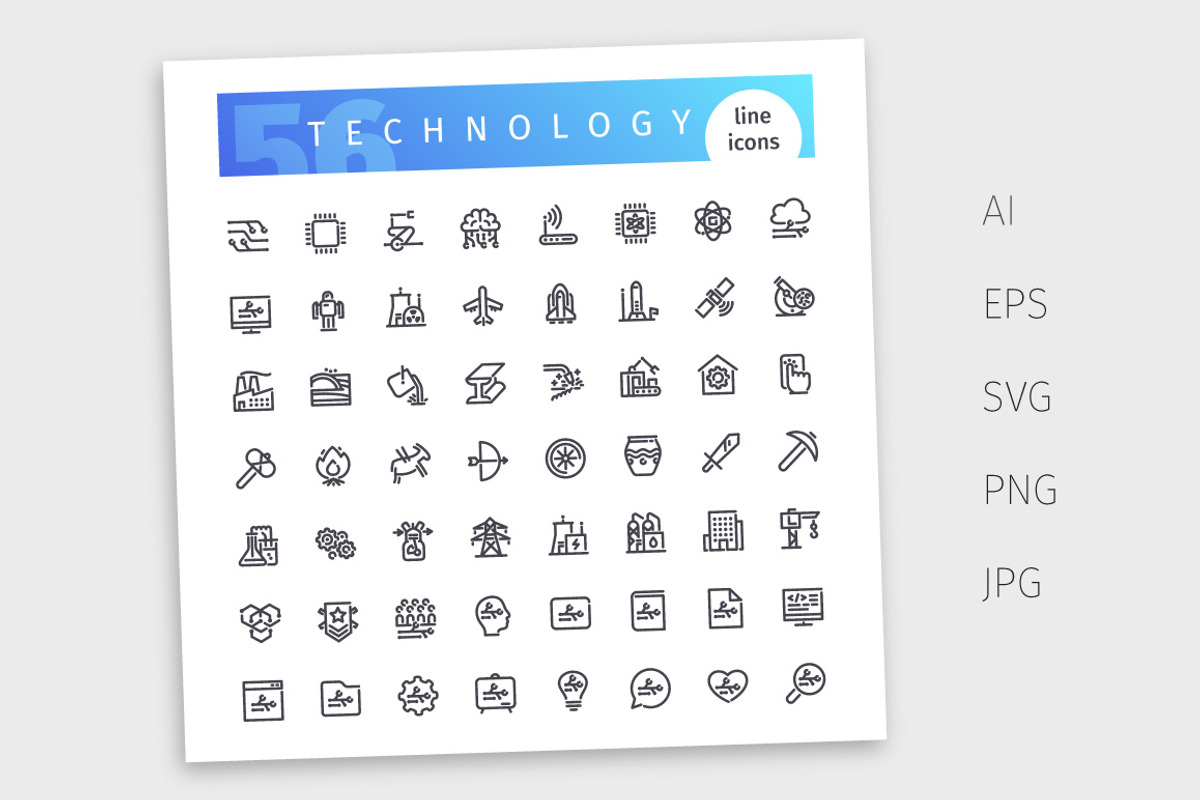 Technology Line Icons Set, an Outline Icon by Voysla's Shop (Photo 4 of 4)