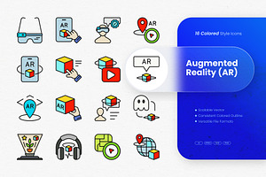 Augmented Reality (AR) Colored Icons, an Outline Icon by cidcud_graphic