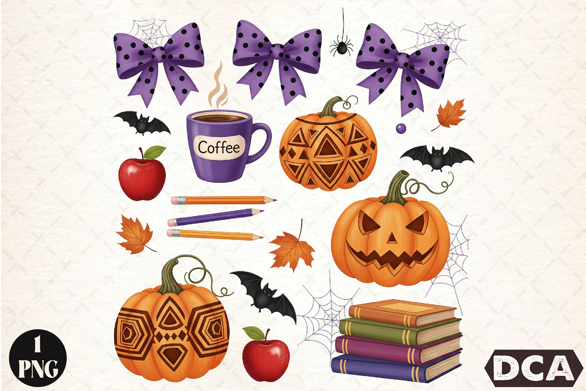 Cute Halloween Spooky Teacher PNG, an Illustration by DreamCafeArt (Photo 3 of 7)