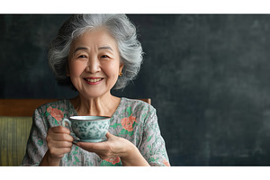 A smiling Asian elderly woman, an Architecture Photo by Sergey Kotenev