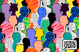 Colorful People Collage Pattern 2