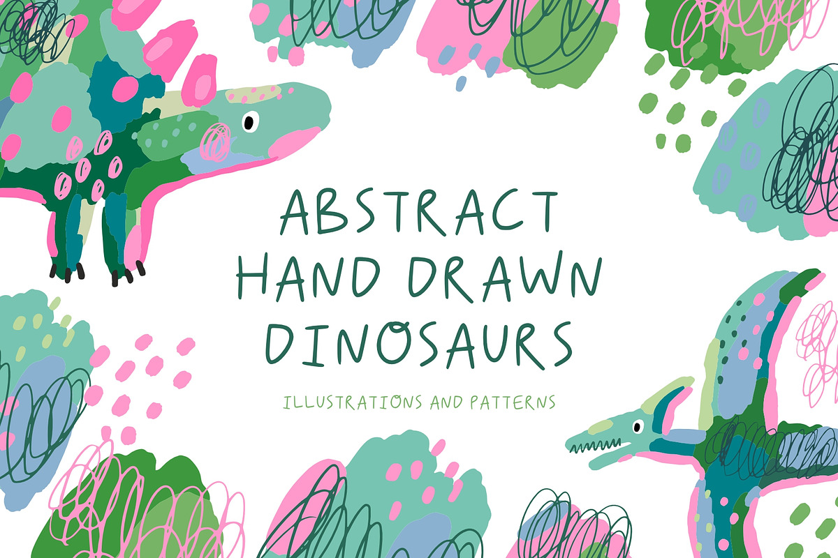 Abstract Hand Drawn Dinosaurs, an Animal Illustration by Barkova Nadya (Photo 1 of 8)