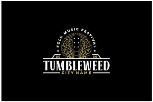 Tumbleweed Guitar Country Music Logo