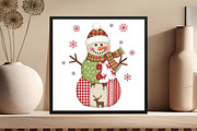 Patchwork Christmas Snowman PNG, an Illustration by Black Bird Studio (Thumbnail 4 of 4)