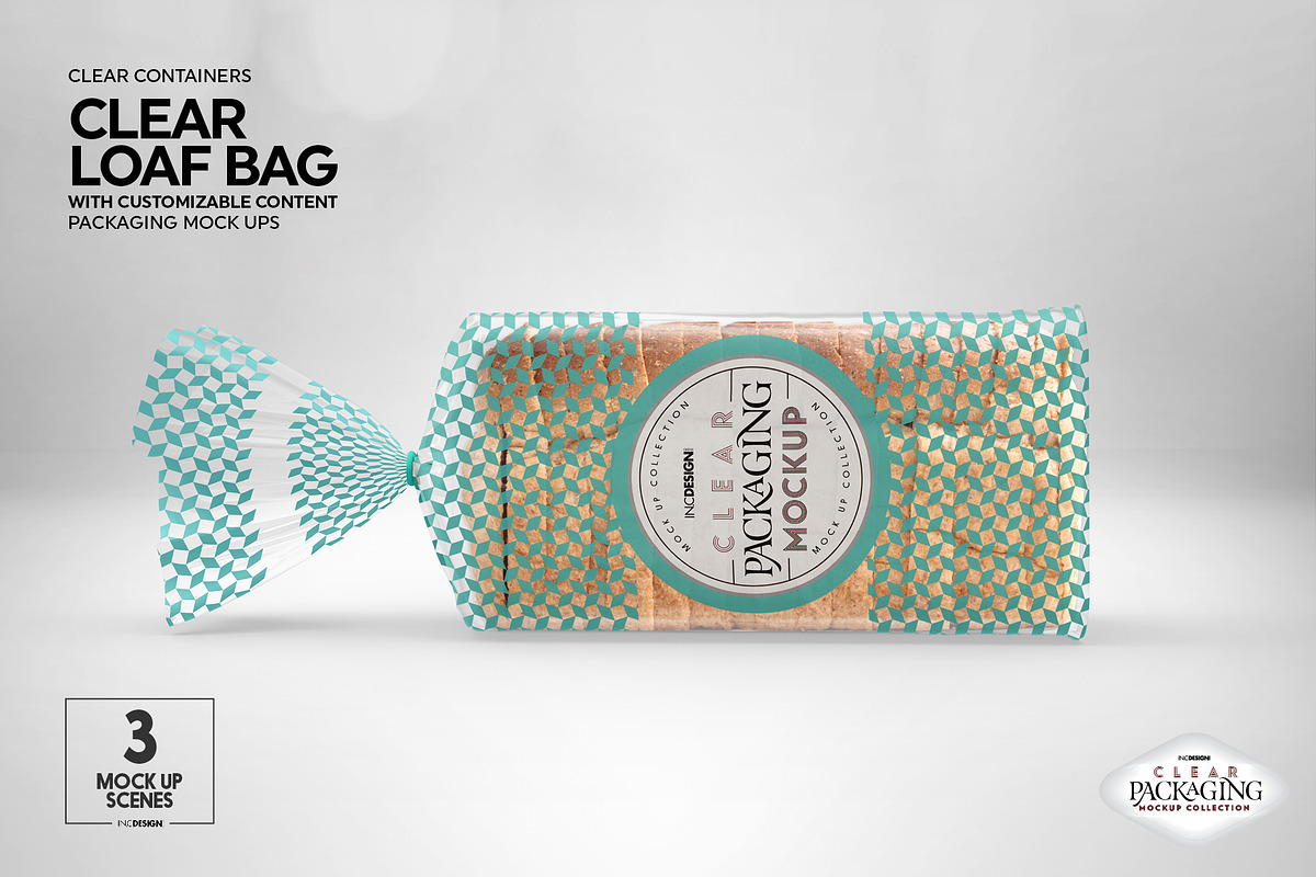 Clear Loaf/BreadBag Packaging Mockup, a Cups & Container Mockup by INCDesign (Photo 3 of 10)
