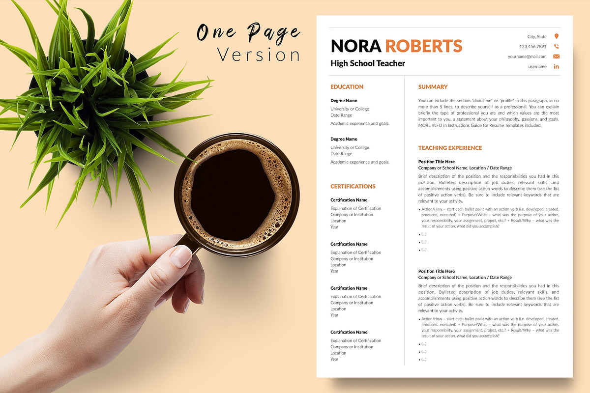 Teacher CV Bundle / Resume - Nora, a Resume Template by Templates Design Co. (Photo 2 of 17)