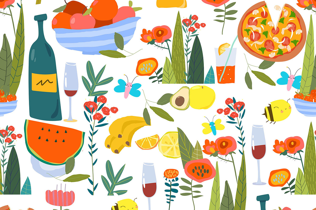 Seamless Pattern With Delicious Food, a Pattern Graphic by Maria Starus (Photo 2 of 3)