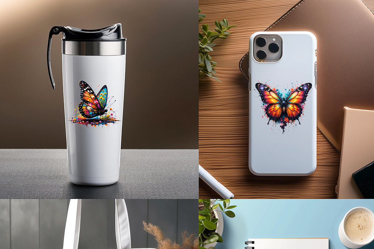 Butterfly illustrations with splash, an Animal Illustration by yod67 (Photo 7 of 10)