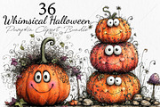 Whimsical Halloween Pumpkin Clipart, a Seasonal Illustration by Canvas Craft (Thumbnail 1 of 10)