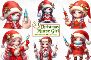 Christmas Nurse Girl Sublimation, a Seasonal Illustration by Craft Nest