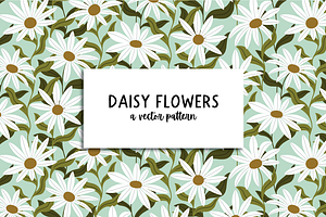 Daisy Flowers Repeat Vector Pattern