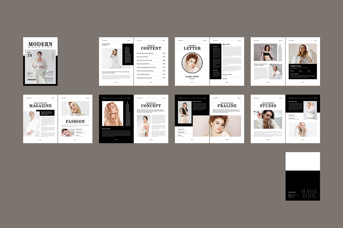 Modern Magazine Design Template, a Magazine Template by Spark_Creative