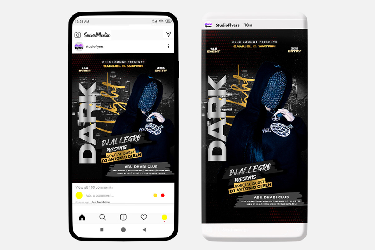 Dark Night Events Instagram (PSD), a Social Media Template by studioflyers.com (Photo 2 of 2)