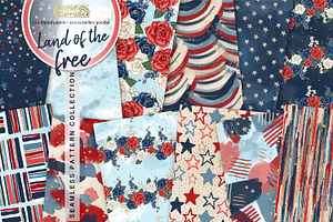 4th Of July Seamless Pattern Set