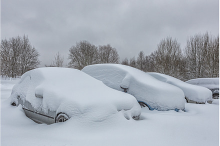 Vehicles covered with snow in the, a Nature Photo by Lukas Jonaitis SHOP