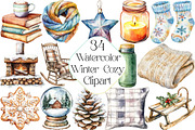 Watercolor Winter Cozy Clipart, an Illustration by DreamPrint404 (Thumbnail 1 of 7)